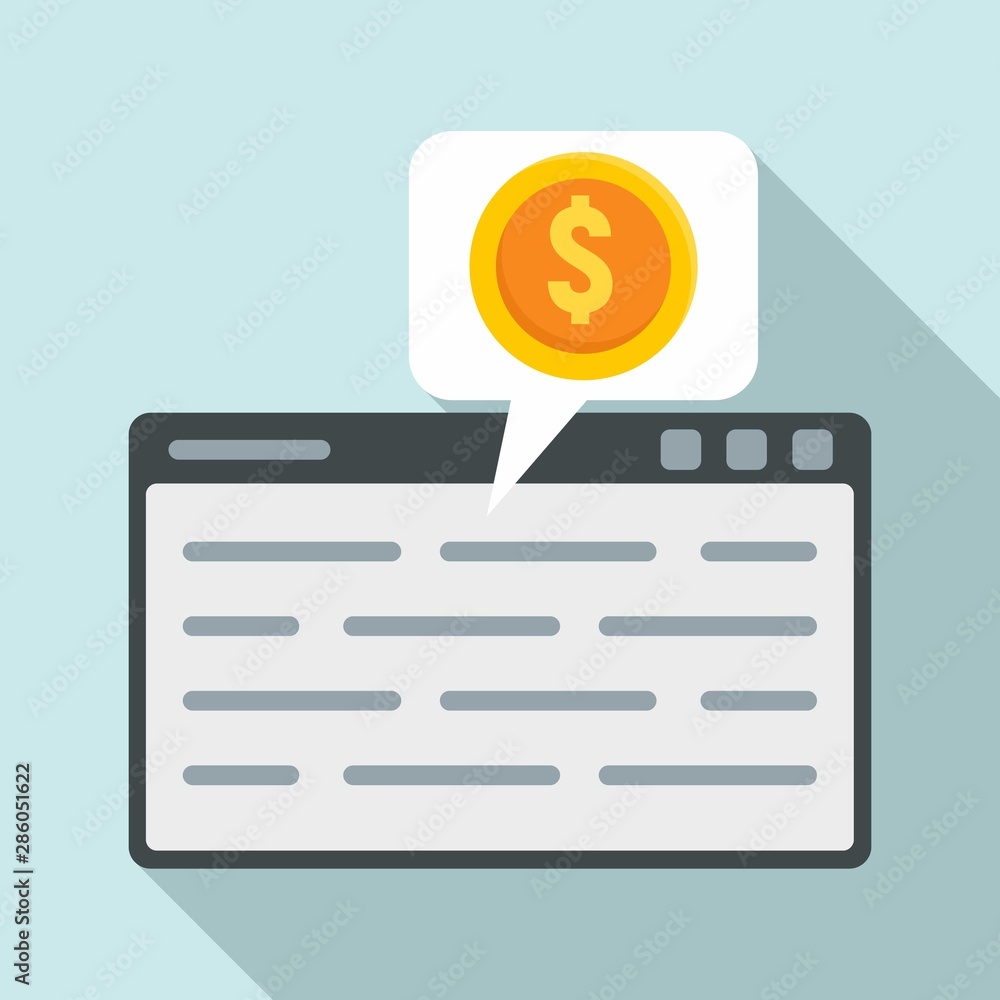 Poster web page finance icon. flat illustration of web page finance vector icon for web design