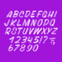 Hand drawn typeface on white background. Brush sign painted vector characters: lowercase and uppercase. Typography alphabet for your designs: logo, typeface, card