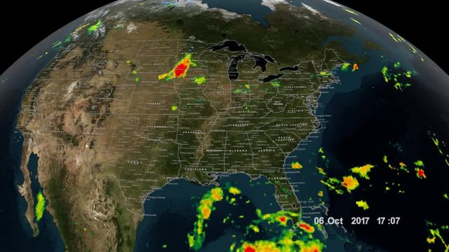 A map simulating Hurricane Nate as it makes landfall on the Northern Gulf Coast of American, 2017