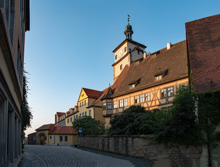In der Altstadt von Rothenburg ob der Tauber in Franken, Bayern, Deutschland 