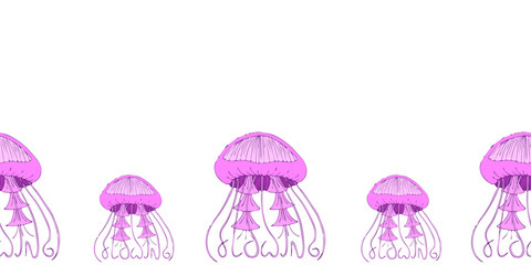 Banner template with doodle jellyfish.