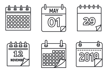 Calendar week icons set. Outline set of calendar week vector icons for web design isolated on white background