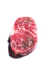 Fresh raw marble beef steak on background