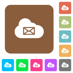 Cloud mail system rounded square flat icons