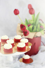 Beautiful festive cake biscuit with different creams