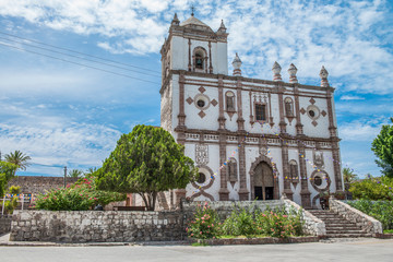 Fototapeta na wymiar Walking on the streets of San Ignacio, A view of the San Ignacio Mission in Baja California Sur. MEXICO