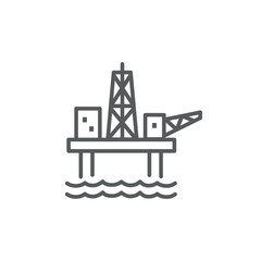 Oil Platform Line Icon on white background