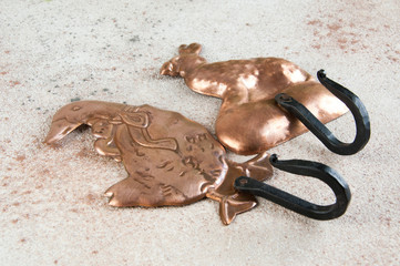 Ancient copper hanger hooks