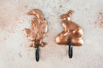 Ancient copper hanger hooks