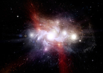 galaxy in a free space. 3D rendering
