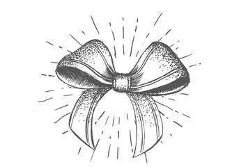 Decorative bow. Hand drawn illustration.