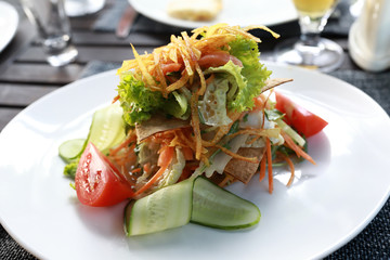 Vegetable salad on plate