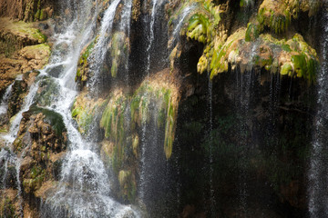 beautiful waterfall photo background, rocky field