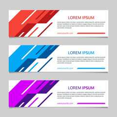 Banner layout with abstract geometric design. Template for web, website, header or footer, sale or presentation cards. Vector illustration.