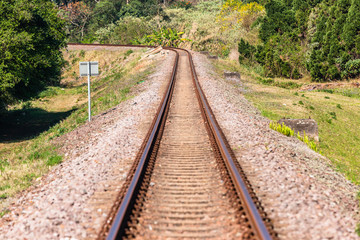 Fototapeta na wymiar Train Railway Line Closeup Background Detail Countryside