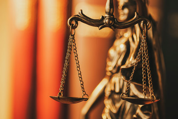 Brass Scales of Justice in a close up view