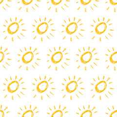 Seamless pattern of simple sketch sun