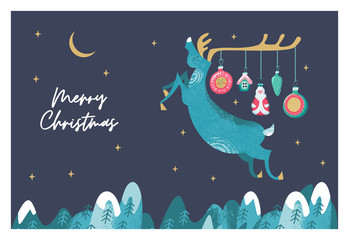 Festive Christmas and new year greeting card. merry Christmas.