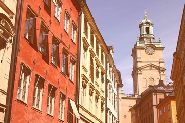 Fototapeta premium Stockholm Old Town (Gamla Stan). Retro filtered colors style.