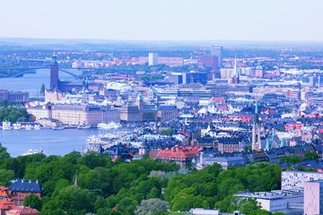 Fototapeta na wymiar Stockholm city. Retro filtered colors style.