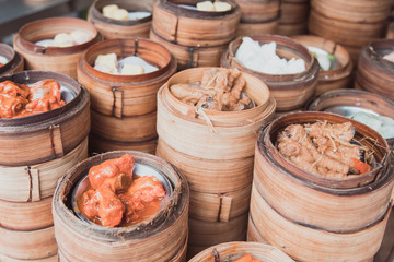 Dimsum, The oriental culture meal, are look yummy and attractive.