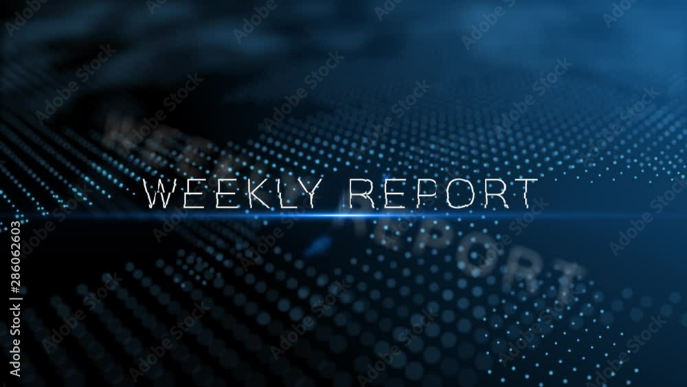Poster weekly report modern intro text 3d animation with lens flare and depth of field focus blur