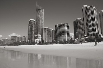 Australia - Gold Coast city. Black and white vintage style.