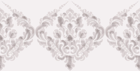 Obraz na płótnie Canvas Classic elegant ornament pattern watercolor vector. Beige delicate color textures