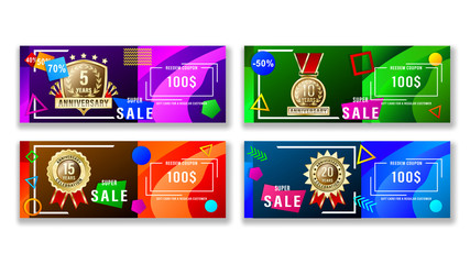 Set banners gift card and anniversary labels