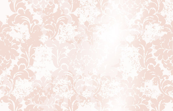 Classic elegant ornament pattern watercolor vector. Pink delicate color textures