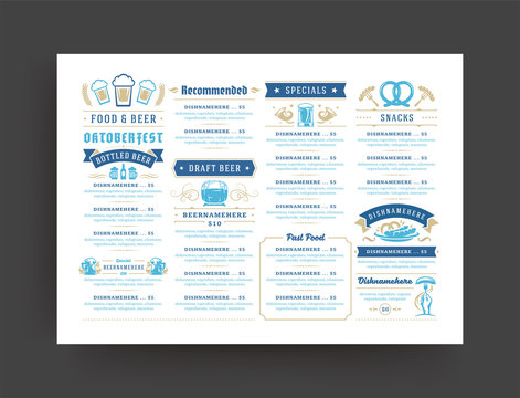 Oktoberfest menu vintage typography template beer festival celebration design vector illustration.