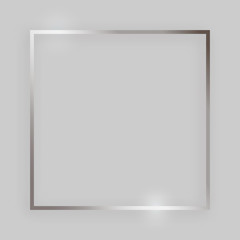 Fototapeta premium Silver square shiny frame with glowing effects
