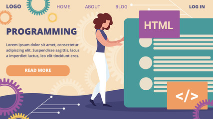 Woman Programmer Make Site Web Interface Project