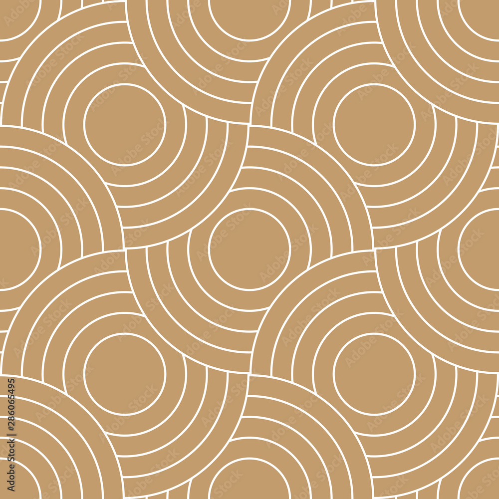 Poster Abstract retro pattern of geometric shapes. Golden mosaic backdrop. Geometric wave of circles  background, vector