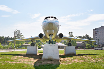 Monument to passenger plane Tu-124 in Kimry