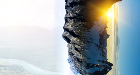 Mountain landscape turned 90 degrees
