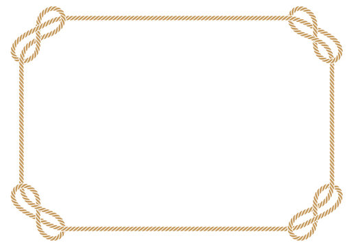 Vector rectangular frame made of intertwined ropes over white background