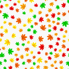 Beautiful Hand drawn Maple leaves mix with modern line in maple shape and autumn leaves element seamless pattern vector layer for fashion,fabric,and all prints on dark green