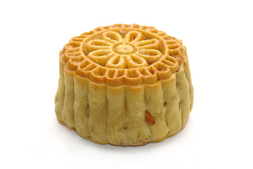Moon cake isolated on white background. Mooncake for Mid autumn festival (Zhongqiujie or Zhongqiu festival) , Chinese traditional food and dessert. (Moon cake is call 