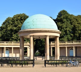 Blue domed kiosk in park