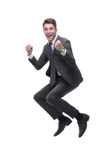 portrait of a happy young businessman . isolated on white