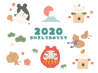 ネズミ福　素材集　文字入り