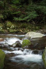 石の段差を流れる奥十曽渓谷の渓流