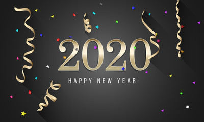 New Years 2020. Happy New Year greeting card. 2020 Happy New Year background.