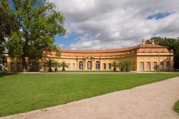 baroque palace garden in Erlangen Bavaria, Germany with orangery