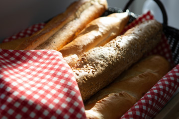 baguette fresh pastries eco basket covered towel