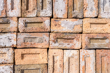 Cleaned old bricks ready to reuse in the construction industry