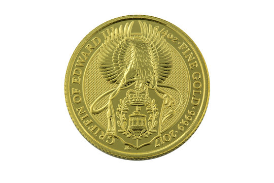 Gold coin with animals isolated on white background