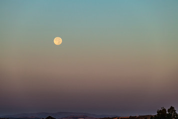 The Full Moon at Sunrise, Sicily, Italy, Europe