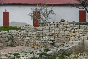 The ruins of a historical monument of Kherson necropolis in the city of Sevastopol